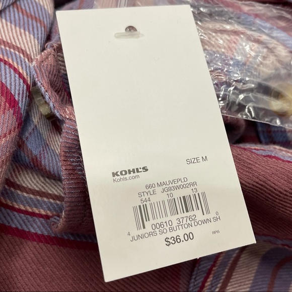 SO Long Sleeve Plaid Button Down Shirt Pink, Light Blue, Maroon Sz Medium - Picture 2 of 8